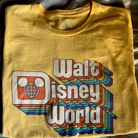 Disney Yellow Rainbow 🌈 Short Sleeve Tee with Retro Monorail Design - Picture 3 of 11